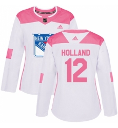 Women's Adidas New York Rangers #12 Peter Holland Authentic White Pink Fashion NHL Jersey Women's Adidas New York Rangers #12 Peter Holland Authentic White Pink Fashion NHL Jersey
