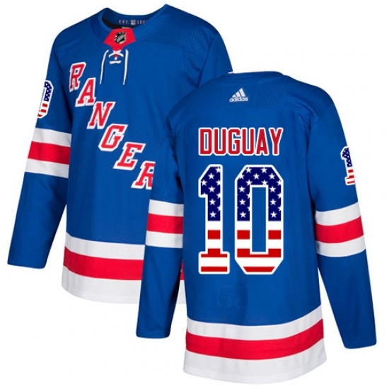 Men's Adidas New York Rangers #10 Ron Duguay Authentic Royal Blue USA Flag Fashion NHL Jersey Men's Adidas New York Rangers #10 Ron Duguay Authentic Royal Blue USA Flag Fashion NHL Jersey