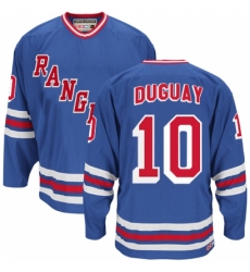 Men's CCM New York Rangers #10 Ron Duguay Authentic Royal Blue Heroes of Hockey Alumni Throwback NHL Jersey