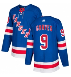 Men's Adidas New York Rangers #9 Adam Graves Authentic Royal Blue Home NHL Jersey