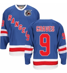 Men's CCM New York Rangers #9 Adam Graves Authentic Royal Blue 75TH Throwback NHL Jersey