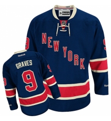 Men's Reebok New York Rangers #9 Adam Graves Authentic Navy Blue Third NHL Jersey