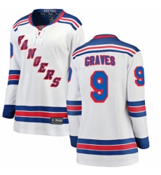Women's New York Rangers #9 Adam Graves Fanatics Branded White Away Breakaway NHL Jersey