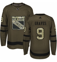 Youth Adidas New York Rangers #9 Adam Graves Authentic Green Salute to Service NHL Jersey
