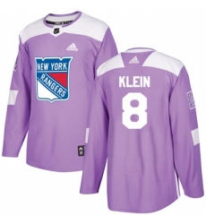 Men's Adidas New York Rangers #8 Kevin Klein Authentic Purple Fights Cancer Practice NHL Jersey