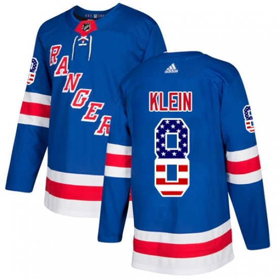 Men's Adidas New York Rangers #8 Kevin Klein Authentic Royal Blue USA Flag Fashion NHL Jersey Men's Adidas New York Rangers #8 Kevin Klein Authentic Royal Blue USA Flag Fashion NHL Jersey