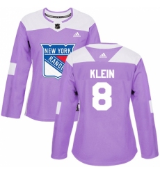 Women's Adidas New York Rangers #8 Kevin Klein Authentic Purple Fights Cancer Practice NHL Jersey
