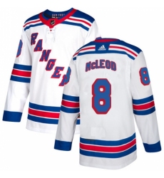 Men's Adidas New York Rangers #8 Cody McLeod Authentic White Away NHL Jersey
