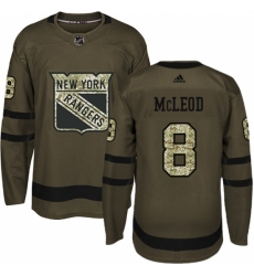 Youth Adidas New York Rangers #8 Cody McLeod Authentic Green Salute to Service NHL Jersey