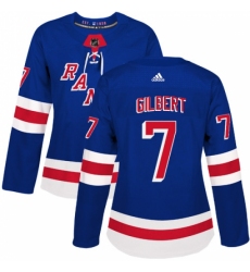 Women's Adidas New York Rangers #7 Rod Gilbert Authentic Royal Blue Home NHL Jersey