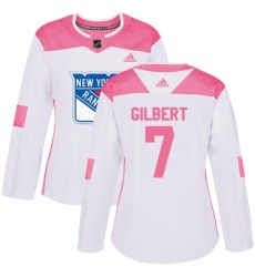 Women's Adidas New York Rangers #7 Rod Gilbert Authentic White/Pink Fashion NHL Jersey