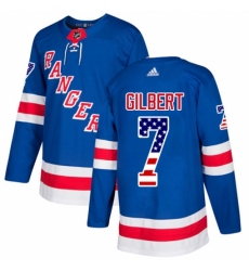 Youth Adidas New York Rangers #7 Rod Gilbert Authentic Royal Blue USA Flag Fashion NHL Jersey