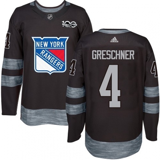 Men's Adidas New York Rangers #4 Ron Greschner Authentic Black 1917-2017 100th Anniversary NHL Jersey Men's Adidas New York Rangers #4 Ron Greschner Authentic Black 1917-2017 100th Anniversary NHL Jersey