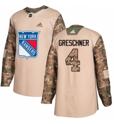Men's Adidas New York Rangers #4 Ron Greschner Authentic Camo Veterans Day Practice NHL Jersey