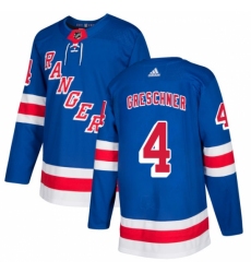 Men's Adidas New York Rangers #4 Ron Greschner Authentic Royal Blue Home NHL Jersey