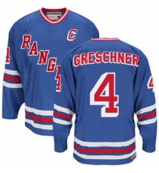 Men's CCM New York Rangers #4 Ron Greschner Premier Royal Blue Heroes of Hockey Alumni Throwback NHL Jersey