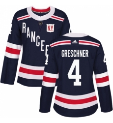 Women's Adidas New York Rangers #4 Ron Greschner Authentic Navy Blue 2018 Winter Classic NHL Jersey