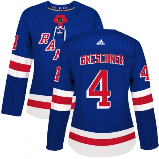 Women's Adidas New York Rangers #4 Ron Greschner Authentic Royal Blue Home NHL Jersey Women's Adidas New York Rangers #4 Ron Greschner Authentic Royal Blue Home NHL Jersey