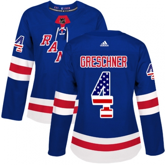Women's Adidas New York Rangers #4 Ron Greschner Authentic Royal Blue USA Flag Fashion NHL Jersey Women's Adidas New York Rangers #4 Ron Greschner Authentic Royal Blue USA Flag Fashion NHL Jersey