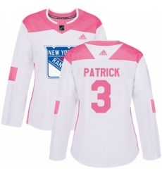 Women's Adidas New York Rangers #3 James Patrick Authentic White/Pink Fashion NHL Jersey
