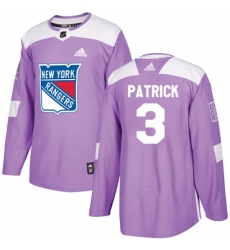Youth Adidas New York Rangers #3 James Patrick Authentic Purple Fights Cancer Practice NHL Jersey
