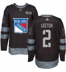 Men's Adidas New York Rangers #2 Brian Leetch Premier Black 1917-2017 100th Anniversary NHL Jersey