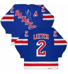 Men's CCM New York Rangers #2 Brian Leetch Authentic Royal Blue New Throwback NHL Jersey