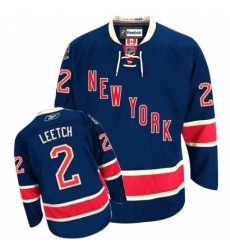 Men's Reebok New York Rangers #2 Brian Leetch Authentic Navy Blue Third NHL Jersey