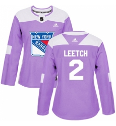 Women's Adidas New York Rangers #2 Brian Leetch Authentic Purple Fights Cancer Practice NHL Jersey