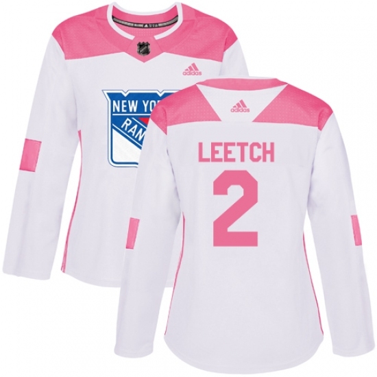 Women's Adidas New York Rangers #2 Brian Leetch Authentic White/Pink Fashion NHL Jersey Women's Adidas New York Rangers #2 Brian Leetch Authentic White/Pink Fashion NHL Jersey