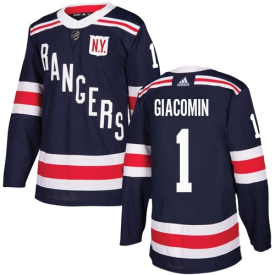 Men's Adidas New York Rangers #1 Eddie Giacomin Authentic Navy Blue 2018 Winter Classic NHL Jersey Men's Adidas New York Rangers #1 Eddie Giacomin Authentic Navy Blue 2018 Winter Classic NHL Jersey