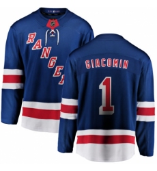 Men's New York Rangers #1 Eddie Giacomin Fanatics Branded Royal Blue Home Breakaway NHL Jersey