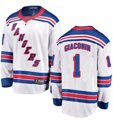 Men's New York Rangers #1 Eddie Giacomin Fanatics Branded White Away Breakaway NHL Jersey