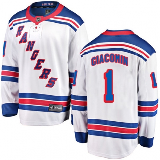 Men's New York Rangers #1 Eddie Giacomin Fanatics Branded White Away Breakaway NHL Jersey Men's New York Rangers #1 Eddie Giacomin Fanatics Branded White Away Breakaway NHL Jersey