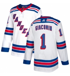 Men's Reebok New York Rangers #1 Eddie Giacomin Authentic White Away NHL Jersey