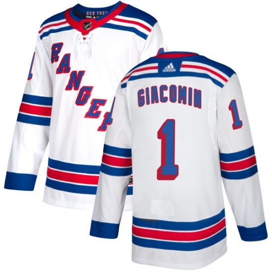 Men's Reebok New York Rangers #1 Eddie Giacomin Authentic White Away NHL Jersey Men's Reebok New York Rangers #1 Eddie Giacomin Authentic White Away NHL Jersey