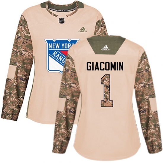 Women's Adidas New York Rangers #1 Eddie Giacomin Authentic Camo Veterans Day Practice NHL Jersey Women's Adidas New York Rangers #1 Eddie Giacomin Authentic Camo Veterans Day Practice NHL Jersey