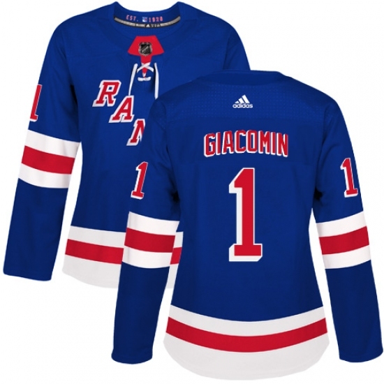 Women's Adidas New York Rangers #1 Eddie Giacomin Authentic Royal Blue Home NHL Jersey Women's Adidas New York Rangers #1 Eddie Giacomin Authentic Royal Blue Home NHL Jersey