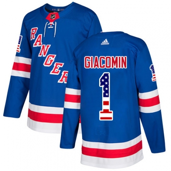 Youth Adidas New York Rangers #1 Eddie Giacomin Authentic Royal Blue USA Flag Fashion NHL Jersey Youth Adidas New York Rangers #1 Eddie Giacomin Authentic Royal Blue USA Flag Fashion NHL Jersey