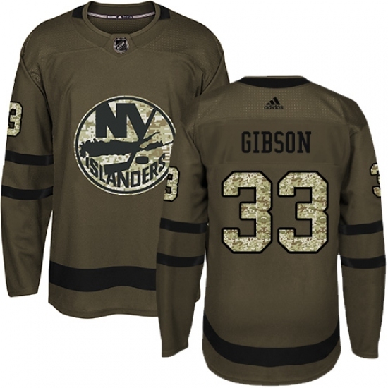 Men's Adidas New York Islanders #33 Christopher Gibson Authentic Green Salute to Service NHL Jersey Men's Adidas New York Islanders #33 Christopher Gibson Authentic Green Salute to Service NHL Jersey