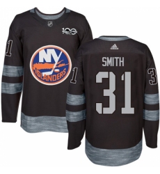 Men's Adidas New York Islanders #31 Billy Smith Authentic Black 1917-2017 100th Anniversary NHL Jersey