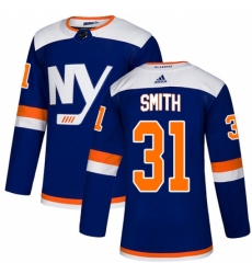 Men's Adidas New York Islanders #31 Billy Smith Premier Blue Alternate NHL Jersey