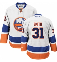 Men's Reebok New York Islanders #31 Billy Smith Authentic White Away NHL Jersey
