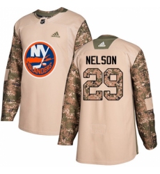 Men's Adidas New York Islanders #29 Brock Nelson Authentic Camo Veterans Day Practice NHL Jersey