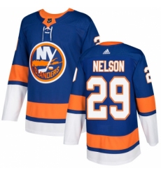 Men's Adidas New York Islanders #29 Brock Nelson Authentic Royal Blue Home NHL Jersey