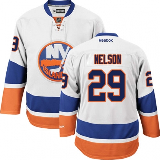 Men's Reebok New York Islanders #29 Brock Nelson Authentic White Away NHL Jersey Men's Reebok New York Islanders #29 Brock Nelson Authentic White Away NHL Jersey