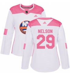 Women's Adidas New York Islanders #29 Brock Nelson Authentic White/Pink Fashion NHL Jersey