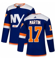 Men's Adidas New York Islanders #17 Matt Martin Premier Blue Alternate NHL Jersey
