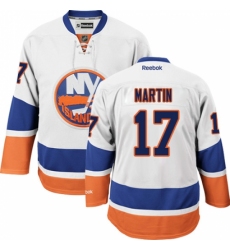Men's Reebok New York Islanders #17 Matt Martin Authentic White Away NHL Jersey