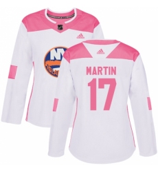 Women's Adidas New York Islanders #17 Matt Martin Authentic White/Pink Fashion NHL Jersey